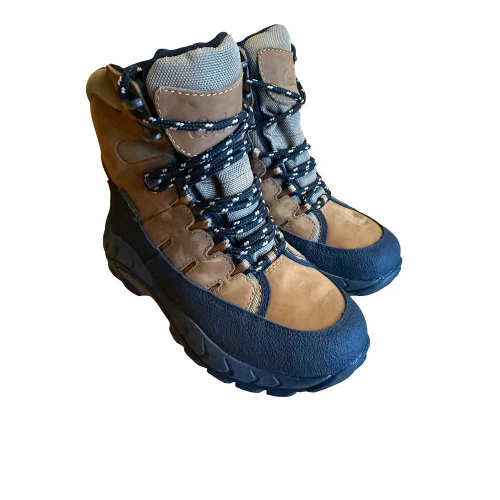 Cabela's women 6 black brown leather hiking snow winter boots rubber waterproof